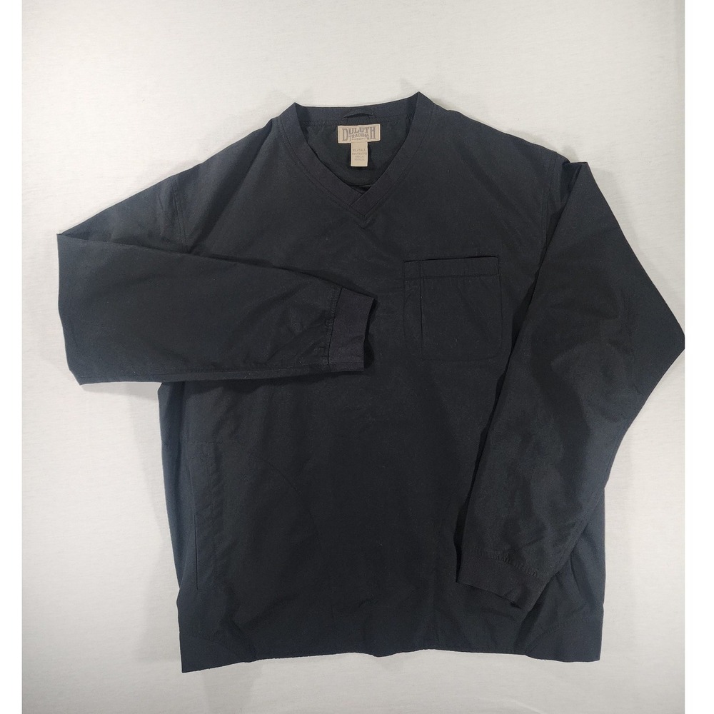 Duluth Trading Co Bogey Windbreaker Mens XL TALL Black Pullover V-Neck Windshirt